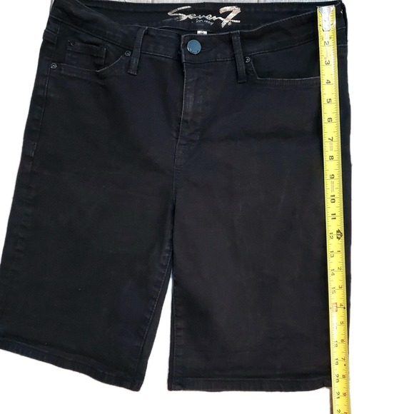Seven Jeans Women's Sz 12 Black Denim Bermuda Shorts 10" Inseam Stretch - Picture 4 of 7